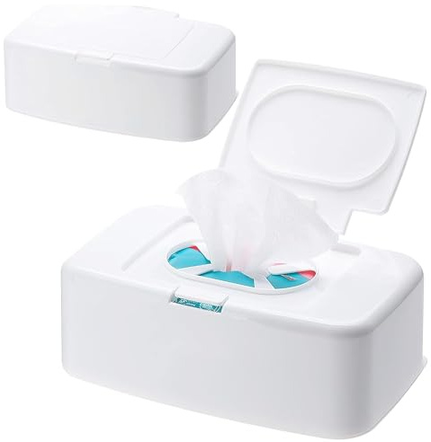 Newtic 2 Stücke Feuchttüchter Box Mit Deckel, Toilettenpapier Box Baby,Toilettenpapierbox Spender,Baby Feuchttücherbox, Hält Tücher Frisch, Feuchttücher Boxen für Zuhause, Büro und Auto