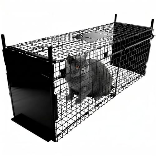 Thealyn Tierkäfig Falle 80 X 33 X 27 cm Doppeltür Tierkäfig Falle Metall Falle Käfig Humane Lebendtierfalle für Kaninchen, streunende Katze, Eichhörnchen, Waschbär, Maulwurf, Gopher, Opossum