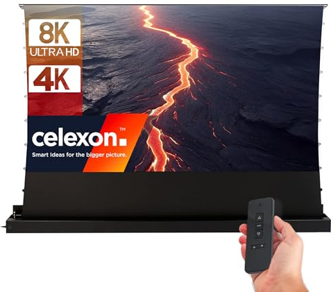 celexon HomeCinema+ Ultrakurzdistanz Motorleinwand 100 | 221x124cm 16:9 | elektrische 8K,Full-HD Projektions-Leinwand | für Ultrakurzdistanz-Beamer!