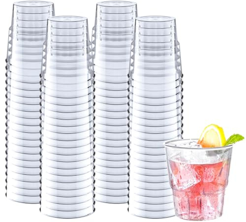 Mispudin 80 Stück Plastikbecher 180 ml, Durchsichtige Hartplastikbecher | Kleine Trinkbecher, Bruchsicher, Mehrwegbecher, Cocktailbecher Mehrweg, für Party, Hochzeit, Bankett, Geburtstag und Picknick