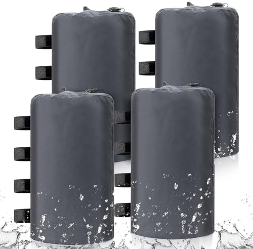 4er Set Wassergewichtstasche 10 Liter 500D Standfuß Sandsäcke Pavillonstandfüße mit Wasser befüllbar Baldachin-Gewichtssack für Outdoor Pavillons Gartenzelte Festzelte (Grau)