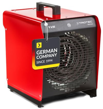 TROTEC TDS 50 E Elektroheizgebläse – 9 kW (Stufe 3), 4,5 kW (Stufe 2) | 845 m³/h Luftleistung, Thermostat, Ventilatorfunktion, robustes Metallgehäuse