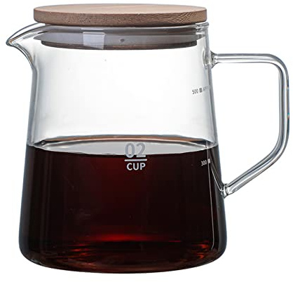 Earnmore Glaskaffeeserver Kaffeekaraffe mit Deckel, Isolierglaskaraffe Kaffeekanne Isolierglaskaraffe für Saft Tee Kaffee Wasser(500 ml)