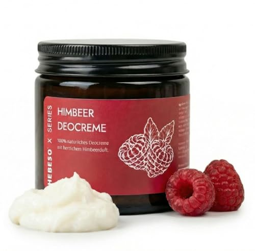 HEBESO Himbeer Deocreme – Natürliches, aluminiumfreies Deo mit fruchtigem Himbeerduft, vegan & sanft zur Haut. Pflegend mit Kokosöl & Sheabutter – so gut, du willst nie wieder ein anderes!