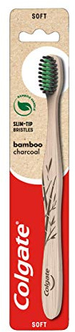Colgate Handzahnbürste mit Bambuskohle, weiche Borsten, 1 Stück, Handzahnbürste mit Aktivkohle, schmale Spitze, 100% natürlich, biologisch abbaubar, Bambusgriff