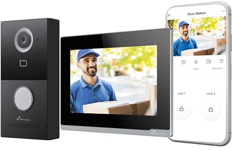 NIVIAN WLAN Video-Türsprechanlage Full HD 1080P mit 7 Touchscreen Monitor, 2-Draht Installation, IP65 Außenkamera, Zwei-Wege-Audio, MicroSD-Aufnahme & App-Steuerung über Tuya
