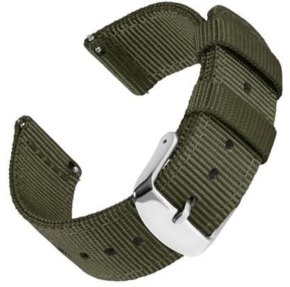 Archer Watch Straps - Premium-Uhrenarmbänder aus Nylon mit Schnellverschluss (Olivgrün, 18mm)