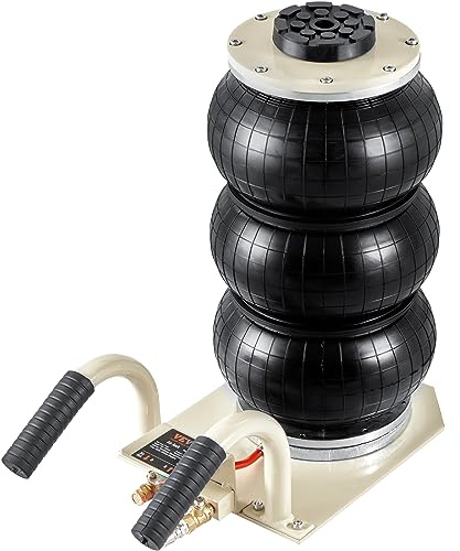 VEVOR Pneumatischer Tragbarer Wagenheber Triple Bag Air Jack 3 t, Dreifachbeutel-Luftheber 140-450 mm Hubhöhe Airbag-Luftwagenheber, 5 Minuten Hub Luftheber Wagenheber mit Kurzem Griff Weiß