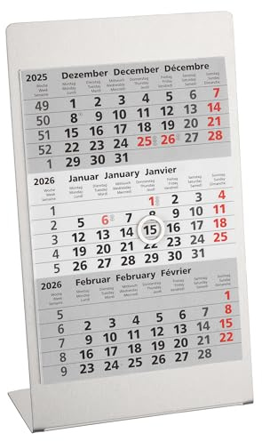 Tischkalender aus Edelstahl + 2027/2028 + Monatskalender 3 Monate Kalender Kalendarium Stehkalender Ausstellkalender Bürokalender 2 Jahr Jahre 24 Monat Monate Metall Magnetisch – Made in Germany