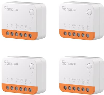 SONOFF MINIR4 Wlan Smart Schalter 2 Wege 4PCS - Smarte Lichtschalter mit Timing-Funktion, Relay Split Mode, 2.4G WiFi, Neutralleiter erforderlich, Funktioniert mit Alexa/Google Home/eWeLink App