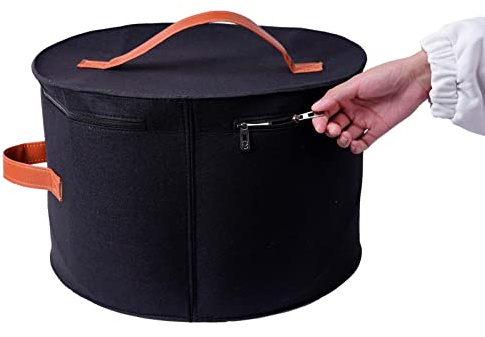 sadfd 1 Stück Hutschachtel Rund Mit Deckel, Groß Hutkoffer, Hutbox Pop Up Hut Aufbewahrungsbox, Runder Organizer Transparentem Dekorativer Schrank Organizer, 43cm, Schwarz