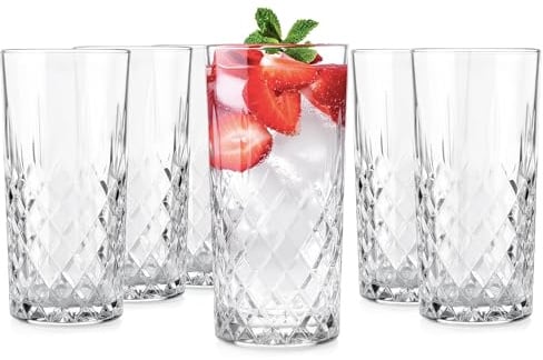 Glasmark Krosno Wassergläser Gläser Trinkgläser Set Longdrink Cocktail Gin Wasser Longdrinkgläser Cocktailgläser, Spülmaschinenfest Transparent Mit Kristall Effekt 6 x 300ml, Hohe