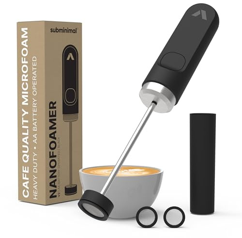 Subminimal NanoFoamer V2 Hand Milchschäumer | Mikrogeschäumte Milch für Premium Barista-Style Kaffeegetränke | AA Batteriebetriebener Milchaufschäumer für Cappuccino, Latte, Heiße Schokolade und mehr