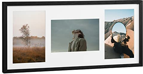 Navaris Bilderrahmen Collagen für 3 Fotos - Fotorahmen für 10x15 Bild Foto Collage - Portraitrahmen für bis zu 3 Bilder - Rahmen 3er Collage in schwarz