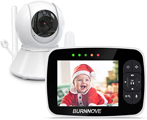 BURNNOVE Babyphone mit Kamera ohne WLAN, 3,5 Zoll, 355°/120°, 2X Zoom | Nachtsicht bis 5m, Gegensprechfunktion, Temperaturalarm, Schlaflieder, ECO-Modus, 2,4GHz FHSS, ohne App