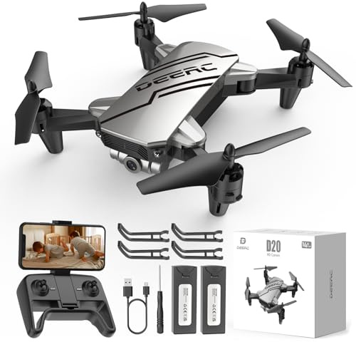 DEERC D20 Drohne mit Kamera HD 720P für Kinder,Faltbar RC Mini Quadcopter mit FPV WiFi Live Übertragung,2 Akku lange Flugzeit,Flugbahnflug,Höhenhaltung,One Key Start/Landen,Headless Modus für Anfänger