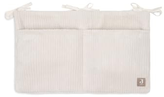 Jollein Aufbewahrungssack Babybett - Cloudy Rib - Oatmeal - Organizer Babyzimmer - Spielzeug Organizer mit Fächern - 49x30 cm - Babybett Zubehör