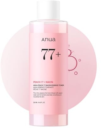 Anua Peach 77 Niacin Essence Toner, Gesichtstoner für Glass Skin, Niacinamid, Panthenol, Ceramide, Korean Skincare, 250 ml