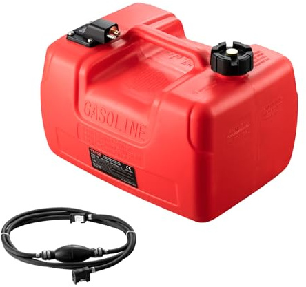 VEVOR Marine-Kraftstofftank, 12 L, tragbarer Bootstank mit Außenbordmotor, Kunststoff-Außenbord-Kraftstofftank für Marineboote mit Schlauch, leicht zu tragen für Yacht, Fischerboot, Deckboot, rot