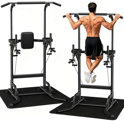 Dskeuzeew Power Tower Multifunktion Dip-Station Klimmzugstange Freistehend für power station Krafttraining keine Bohrung im Home-Gym belastbar 205 kg