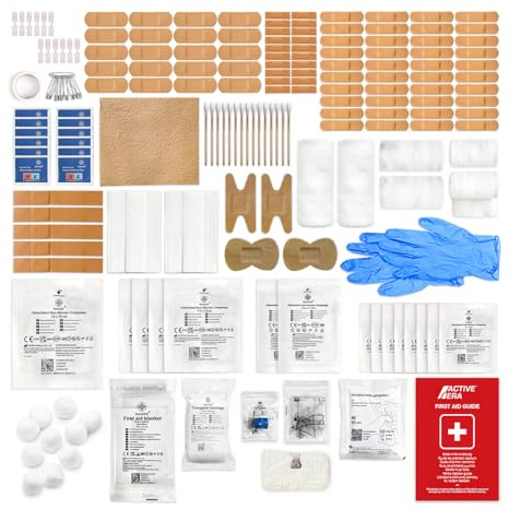 Active Era Premium Nachfüllset für Erste Hilfe Set - 180-teilige Notfall Ausrüstung inkl. Plaster, CPR-Maske, Rettungsdecke für Zuhause, Büro, Reise oder als Erste Hilfe Set Outdoor - ISO 13485