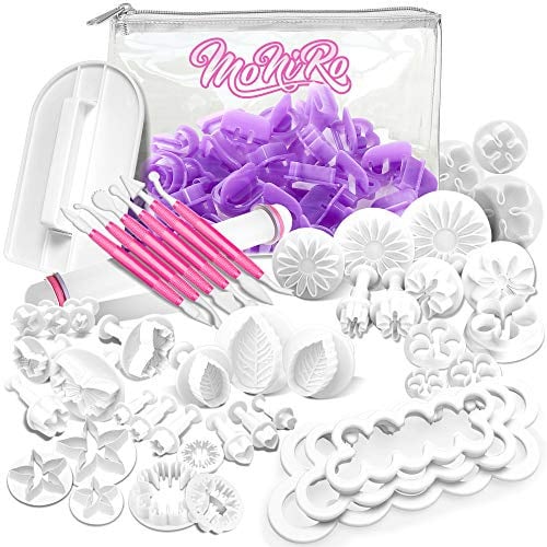 MoNiRo 98-Teiliges XXL Fondant Ausstecher Set - Buchstaben, Zahlen & Ausstechformen zum Backen - Tortendekoration Fondant Formen - Tortendeko - Modellierwerkzeug für Torten Deko - Backwerkzeug