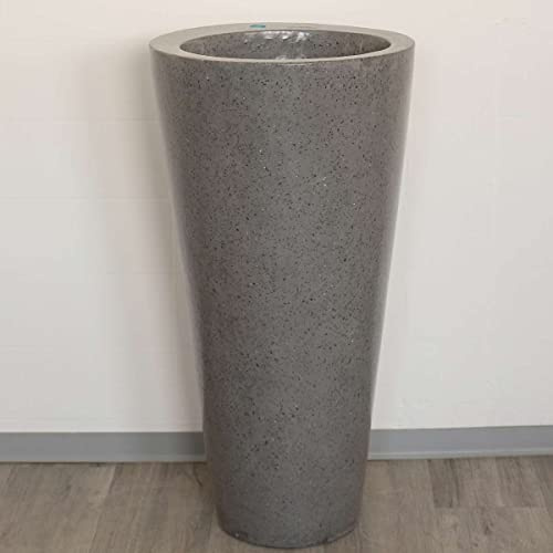 Terrazzo Standwaschbecken Säulenwaschbecken Waschbecken Handwaschbecken Waschsäule Rundwaschbecken Stein Säule Grau Rund D1