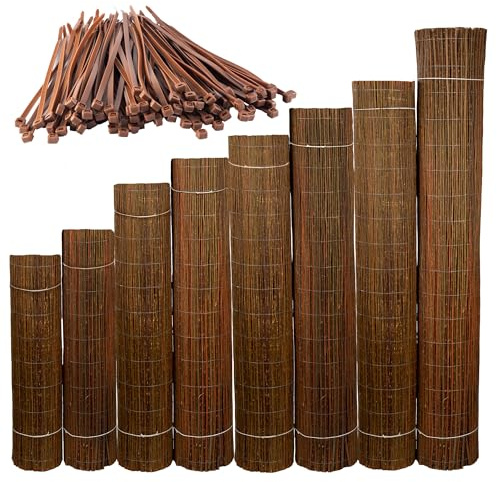 Ogrodzenia Wiklinowe Weidenmatte 90 x 300 cm - Balkon Sichtschutz - Zaun Garten aus Holz - Sichtschutz Garten - Windschutz & Sonnenschutz - Schattenspender