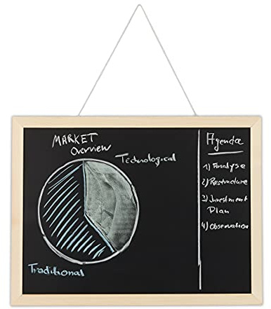 Relaxdays Kreidetafel mit Holzrahmen, abwischbare Tafel, schwarz | Büro Memoboard, Wandtafel zum Aufhängen, 30 x 40 cm