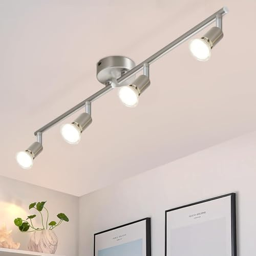Glitzerlife LED Deckenstrahler 4 Flammig Deckenleuchte - Deckenlampe Deckenspot GU10 Küchenlampe Modern Schlafzimmerlampe innen Schwenkbar 350° für Wohnzimmer Flur Ohne Leuchtmittel