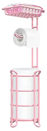 TreeLen Toilettenpapierhalter, freistehend, mit Ablage, Aufbewahrung für Mega-Rollen, Badezimmer-Organizer, Rosa, 6.5 * 24