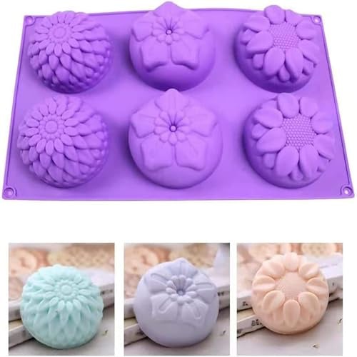 MEISO Seifenformen Silikon, 6 Hohlräume Gießformen, Badebomben Formen, Schokoladenform, Süßigkeitenformen, Non-Stick Backform für DIY Handgemachte Seife, Schokolade, Jelly