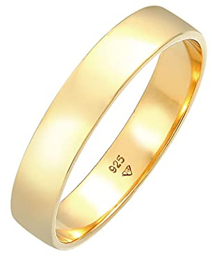 Kuzzoi Herrenring (4,5 mm) Handgefertigt Bandring Männer 925 Silber | vergoldet Ehering Verlobungsring Freundschaftsring Basic Herren Ring poliert Ringgröße 60 - 66