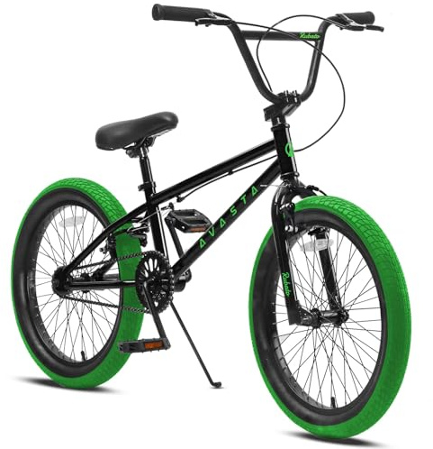 AVASTA 18 Zoll Kinderfahrrad Freestyle BMX Bike für 5 6 7 8 Jahre alte Jungen Mädchen und Anfänger, Schwarz & Grün