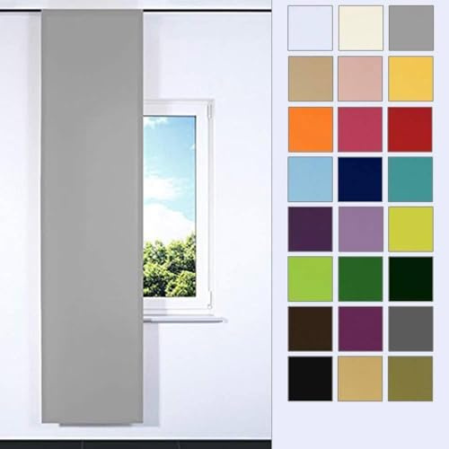 Rollmayer Schiebepanel Vivid Silbergrau 31 Klettband + Paneelwagen 60x245cm | Schiebevorhang Flachenvorhang Schiebegardine Vorhang Raumteiler