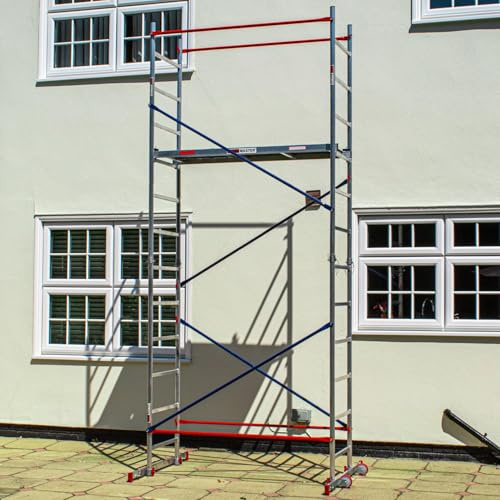HOME MASTER Heimwerken Gerüstturm | Fahrbares Arbeitsgerüst | Chnelle Montage | Aluminium (5m Home Master Heimwerken Gerüstturm)