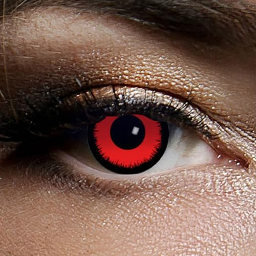 farbige Kontaktlinsen Halloween ohne Sehstärke 3 M Halloween Kontaktlinsen ROT - Red Angelic -Zombielinse, Vampir Make up Vampir Schminke Halloween Make up Halloween Schminke