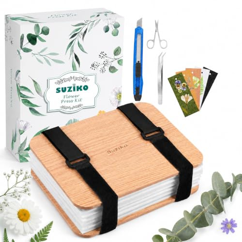 Suziko professionelles Blumenpressen-Set - Blumenkonservierungs-Set 6 Schichten 16 x 21 cm Blumenpressen-Set für Erwachsene und Kinder - Tolles Geschenk für Kunst- und Handwerksliebhaber