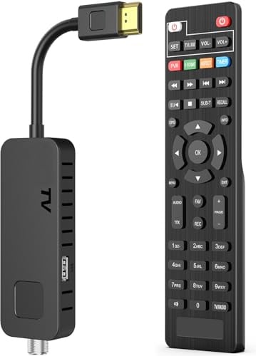 Dcolor DVB-S/S2 Sat Receiver - HDMI Full-HD 1080P Satelliten Receiver TV Stick [Versteckt Hinter TV] - USB2.0 Media Player und PVR-Rekorder [2in1 Fernbedienung] [Astra Hotbird Vorinstallation]