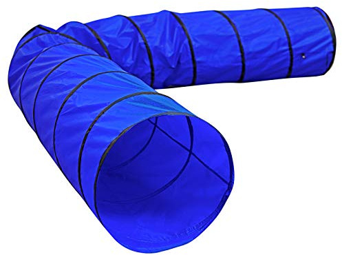 lionto Outdoor Tunnel robust für große & kleine Hunde, 500x60 cm, Faltbarer Spieltunnel für Kinder mit Heringen aus reißfestem Material, standhafter Agility Tunnel mit praktischer Tragetasche, blau