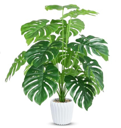 Yuanlne Kunstpflanzen Monstera mit Topf, 70cm künstliche Pflanzen, Fake Pflanzen Für Badezimmer Büro Küche Zimmer Dekoration