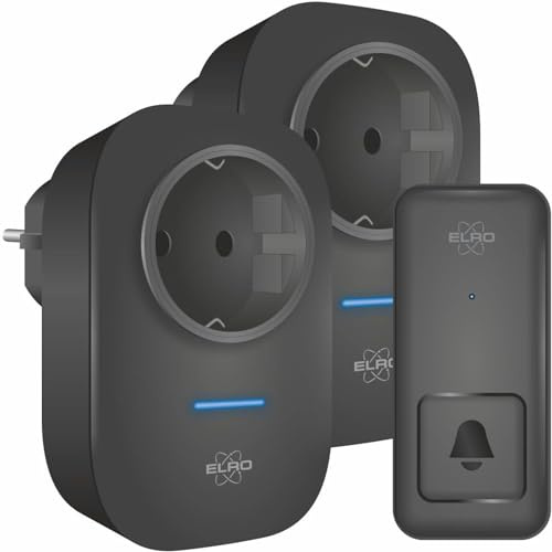 ELRO DB4000 Drahtloses Kinetic Türklingel-Set - mit 2x Steckempfänger mit Steckdose - keine Batterien nötig - 150 Meter