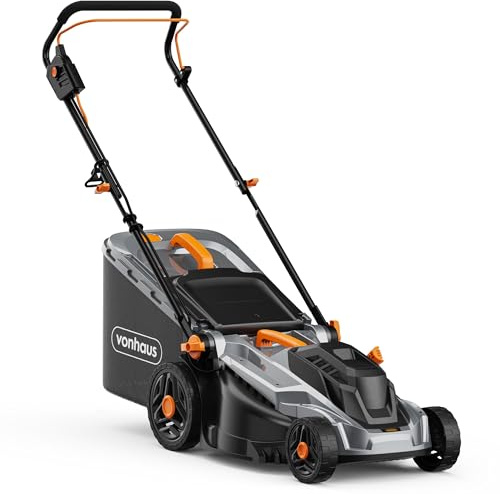 VonHaus Rasenmäher Elektro 1800W mit Mulchfunktion, Rasenmäher mit Kabel für alle Grasarten- 52L Fangkorb, 430mm Schnittbreite, 5 Schnitthöhen 25-70mm, Höhenverstellbarer Ergonomischer Softgriff