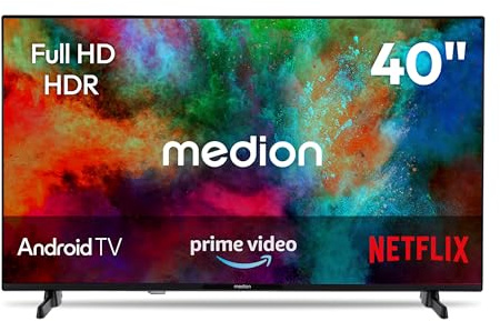 MEDION 100,3 cm (40 Zoll) Full HD Fernseher (Android TV, Smart TV, HDR, Prime Video, PVR, Bluetooth, MD 840100)