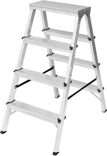 Aluleiter Zweiseitige Haushaltsleitern Stehleiter 4 Stufen 120KG (2x4-120)