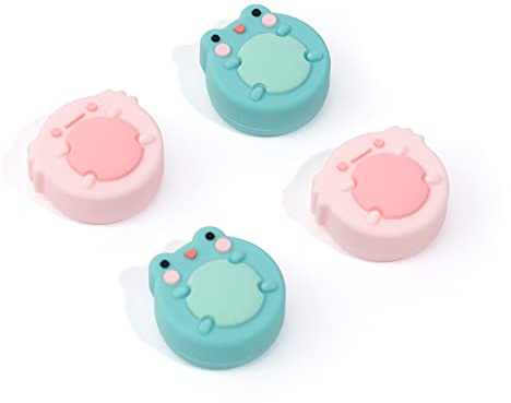 GeekShare Silikon Joystick Kappen für Switch/Switch OLED/Switch Lite, Joystick Schutzzubehör, Thumbstick Grip, rutschfeste, Komfortablem (4 Stück) (Frosch-Fischchen)