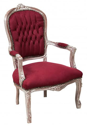 Biscottini Sessel im Barockstil, 100 x 63 x 65 cm | Einzelsessel Louis XVI | Barockstuhl aus Massivholz