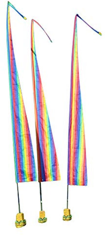 DEKOVALENZ - Balifahne SANUR, 4 Meter Regenbogen, Stoff ohne Stange, Umbul Umbul