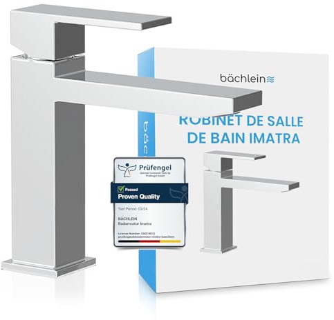 Bächlein Badarmatur Imatra in kantigem Design, Einhebelmischer mit klarer Linienführung in modernem Look, Bad Wasserhahn Chrom