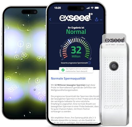 ExSeed Health - Spermatest für zu Hause - 2 Tests - Fruchtbarkeitskit für Männer - Spermienanzahl und Spermienvolumen bestimmen - Schnelles und einfaches Verfahren - Genaue Ergebnisse